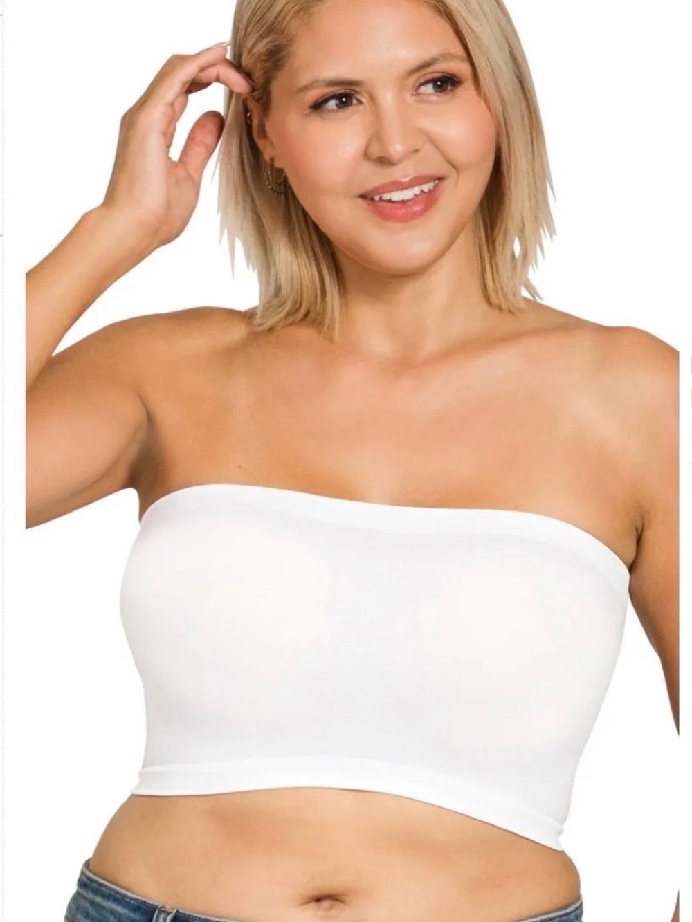 Zenana Plus Seamless 8inch Bandeau in White